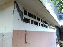 Die durch das Erdbeben entstandenen Schäden in der Schule Juntos Venceremos in Chone 